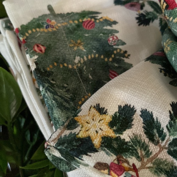 Potter Barn Rustic Charm Christmas In The Country Cotton Napkins -Set Of 4 - Picture 7 of 16